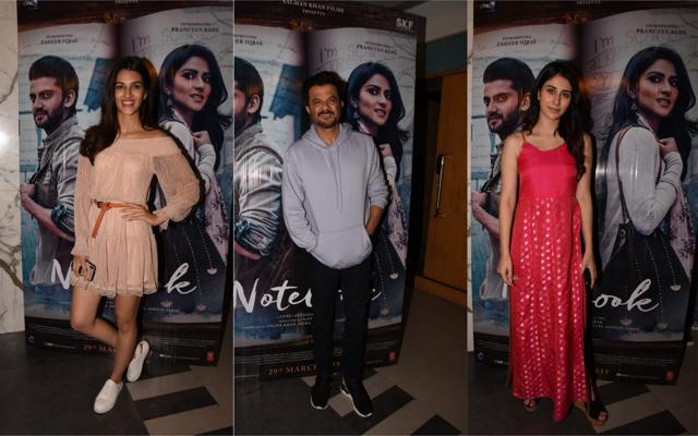Kriti Sanon, Anil Kapoor and Warina Hussain during Notebook screening. (Varinder Chawla) Kriti Sanon, Anil Kapoor and Warina Hussain during Notebook screening. (Varinder Chawla)