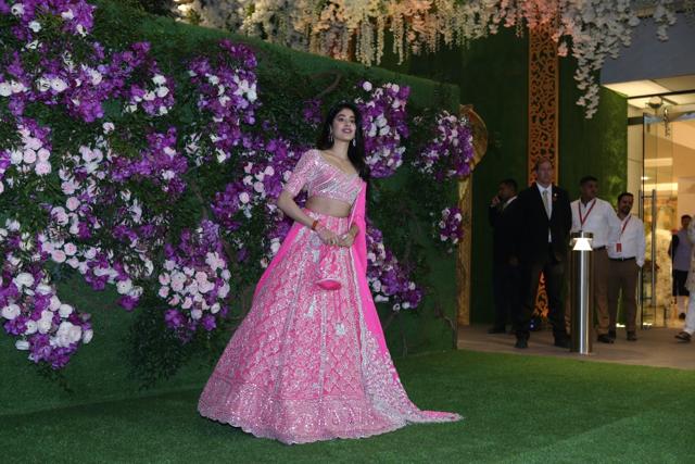 Janhvi Kapoor at the wedding festivities of Akash Ambani and Shloka Mehta in Mumbai, on March 9. (IANS) Janhvi Kapoor at the wedding festivities of Akash Ambani and Shloka Mehta in Mumbai, on March 9. (IANS)