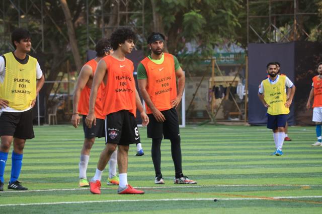 Ishaan Khatter and Ranbir Kapoor at a football match. (Varinder Chawla)
