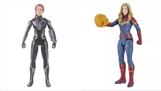 New action figures of Black Widow and Captain Marvel. (Hasbro)