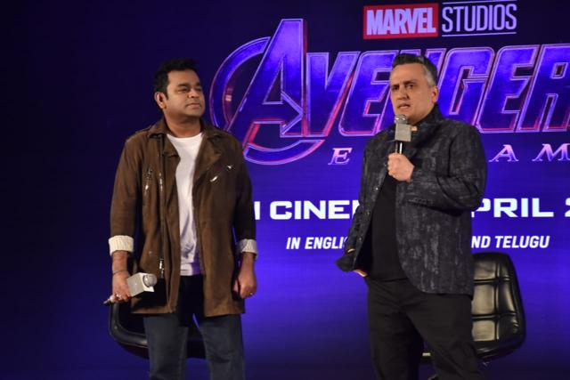 Joe Russo with AR Rahman at the press event for Avengers: Endgame. Joe Russo with AR Rahman at the press event for Avengers: Endgame.