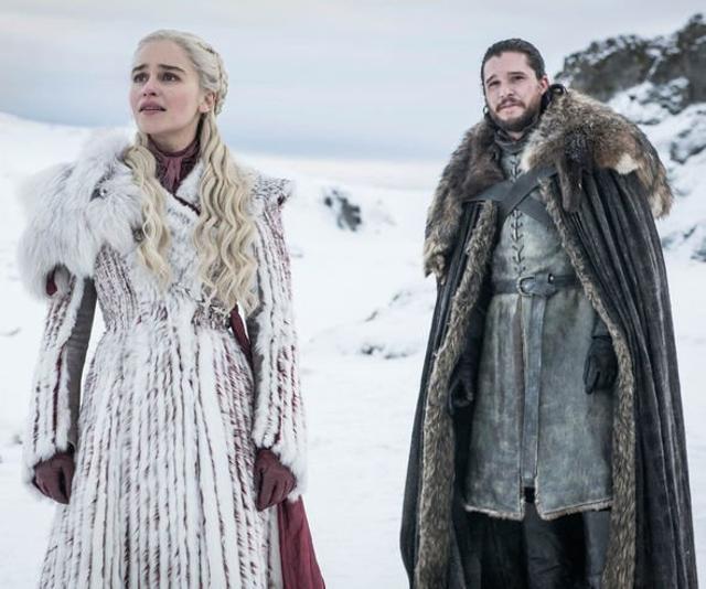 Daenerys and Jon looking at dragons?