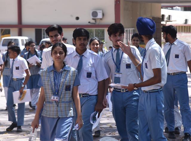 Students coming out of HEMA higher secondary school after appearing in CBSE Class 12 economics exam in Bhopal on March 27, 2019. (Mujeeb Faruqui/HT file) Students coming out of HEMA higher secondary school after appearing in CBSE Class 12 economics exam in Bhopal on March 27, 2019. (Mujeeb Faruqui/HT file)