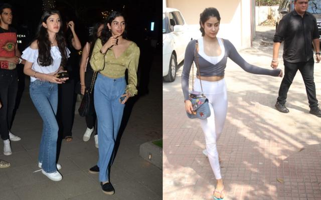 Shanaya Kapoor with Khushi Kapoor at a restaurant and Janhvi Kapoor at a gym. (Varinder Chawla) Shanaya Kapoor with Khushi Kapoor at a restaurant and Janhvi Kapoor at a gym. (Varinder Chawla)