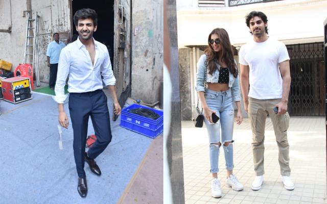 Kartik Aaryan, Tara Sutaria and Ahan Shetty spotted in Mumbai. (Varinder Chawla) Kartik Aaryan, Tara Sutaria and Ahan Shetty spotted in Mumbai. (Varinder Chawla)