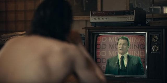 Thomas Wayne pushes his political campaign on TV in a still from the Joker trailer.
