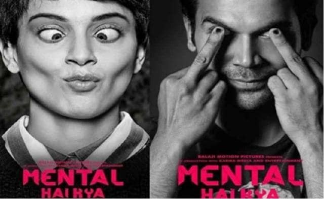 Kangana Ranaut and Rajkummar Rao on Mental Hai Kya posters. Kangana Ranaut and Rajkummar Rao on Mental Hai Kya posters.