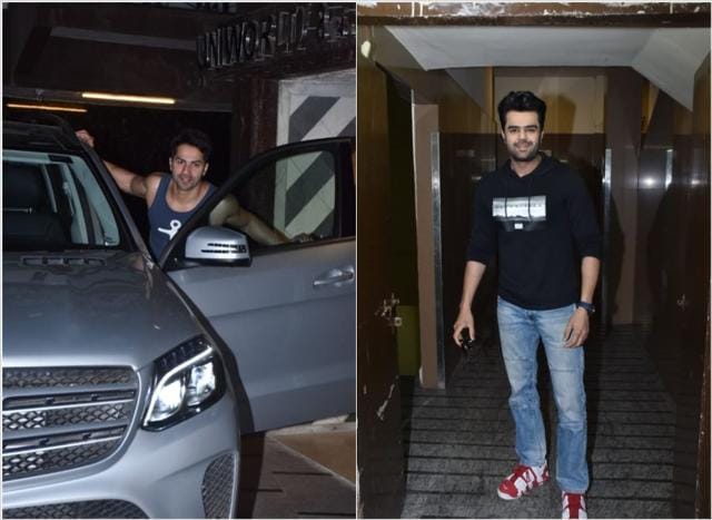 Varun Dhawan outside his gym and TV anchor Maniesh Paul seen in Mumbai. (Varinder Chawla)