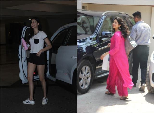 Ananya Panday and Janhvi Kapoor outside their gyms. (Varinder Chawla)