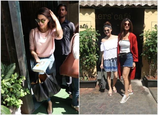 Jacqueline Fernandez and Shilpa Shetty with sister Shamita seen at restaurants in Mumbai. (Varinder Chawla)