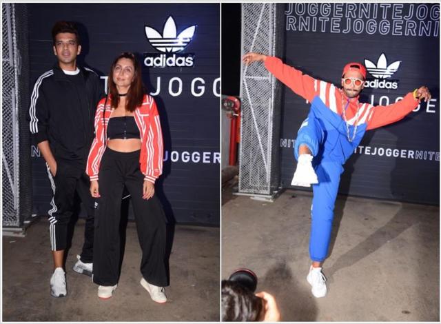 Anusha Dandekar with Kushal Tandon and Ranveer Singh at a launch event for Adidas. (Varinder Chawla)