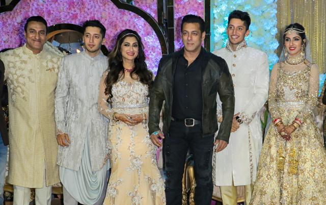 Bollywood actor Salman Khan attends the wedding reception of Azhar Morani and Tanya Seth. (PTI) Bollywood actor Salman Khan attends the wedding reception of Azhar Morani and Tanya Seth. (PTI)