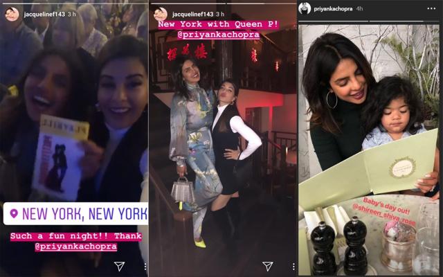 Priyanka Chopra with Jacqueline Fernandez and her friend’s baby in New York. Priyanka Chopra with Jacqueline Fernandez and her friend’s baby in New York.