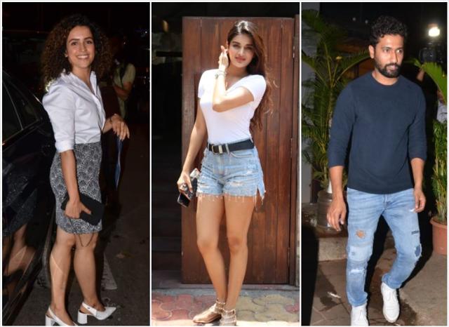 Sanya Malhotra, Nidhi Agarwal and Vicky Kaushal spotted at restaurants. (Varinder Chawla)