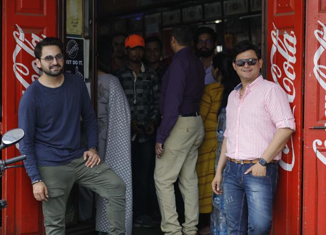 Actors Siddharth Chandekar and Swapnil Joshi posed for their fans and more at Good luck restaurant on FC road (Rahul Raut)