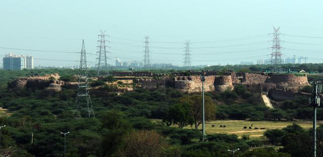 A view of Adilabad Fort in Tughlaqabad (Shivam Saxena/HT)