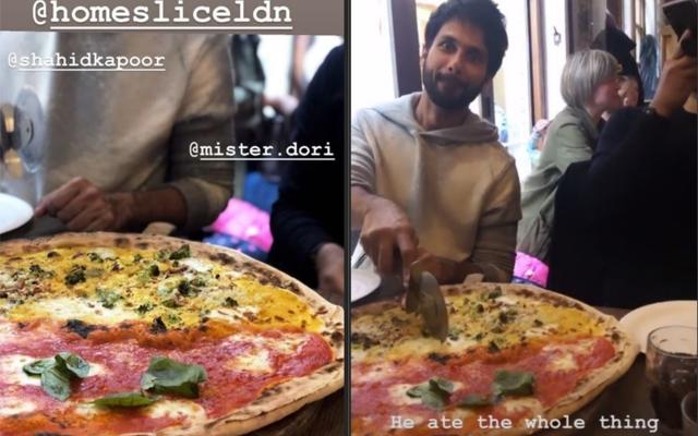 Shahid Kapoor savours pizza in London. (Instagram) Shahid Kapoor savours pizza in London. (Instagram)