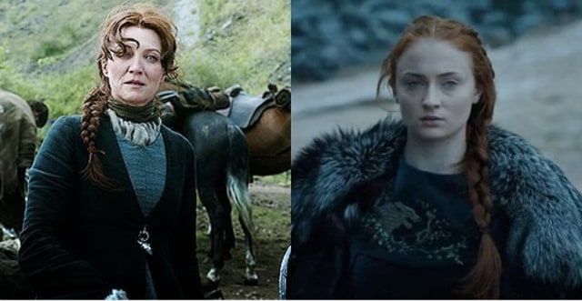Caitlyn Stark and Sansa Stark wore similar hairstyles at different point of time in the show. (@dreamyselala/Twitter )