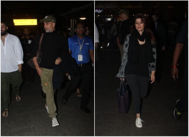 Akshay Kumar and Twinkle Khanna at the airport. (Varinder Chawla)