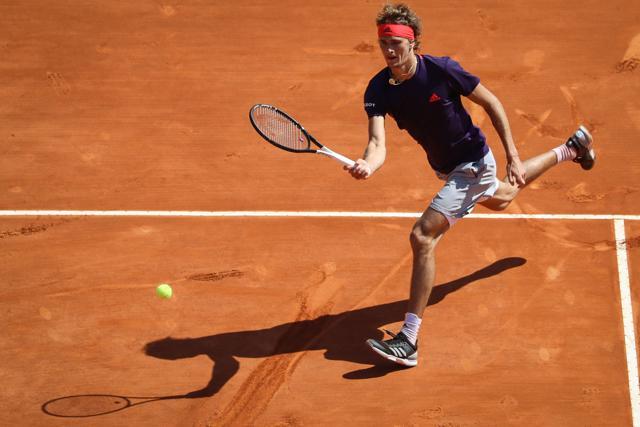 Germany's Alexander Zverev runs for the ball to play a forehand return. (AFP) Germany's Alexander Zverev runs for the ball to play a forehand return. (AFP)