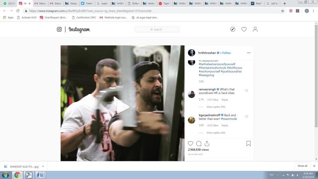 Screengrab from Hrithik’s post. Screengrab from Hrithik’s post.