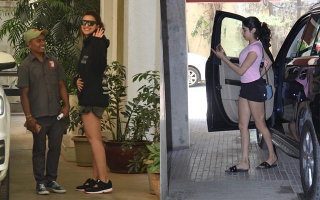 Parineeti Chopra at a dubbing studio and Janhvi Kapoor at a gym. (Varinder Chawla) Parineeti Chopra at a dubbing studio and Janhvi Kapoor at a gym. (Varinder Chawla)