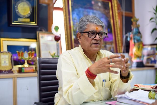 MLA, Ayodhya, Ved Prakash Gupta, of the BJP at his office. ‘If Muslims are unhappy about Babri, they can go pray elsewhere. Actually, local Muslims are quite okay, it’s Muslims outside who are restive,’ he says. (Amal KS/HT PHOTO) MLA, Ayodhya, Ved Prakash Gupta, of the BJP at his office. ‘If Muslims are unhappy about Babri, they can go pray elsewhere. Actually, local Muslims are quite okay, it’s Muslims outside who are restive,’ he says. (Amal KS/HT PHOTO)