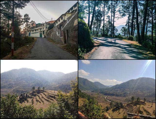 Clockwise from top left: There’s a lot of exploring to be done in Kausani. Take a walk down memory lane near the Anasakti Ashram, where Mahatma Gandhi wrote his Anasakti Yoga (and also the Sumitrandan Pant Museum, where the Hindi poet was born). Or hike to the Bijuriya village and enjoy looking at the rice paddies and the lush terrace farms spread out like waves. (Photos: Prannay Pathak/HT) Clockwise from top left: There’s a lot of exploring to be done in Kausani. Take a walk down memory lane near the Anasakti Ashram, where Mahatma Gandhi wrote his Anasakti Yoga (and also the Sumitrandan Pant Museum, where the Hindi poet was born). Or hike to the Bijuriya village and enjoy looking at the rice paddies and the lush terrace farms spread out like waves. (Photos: Prannay Pathak/HT)