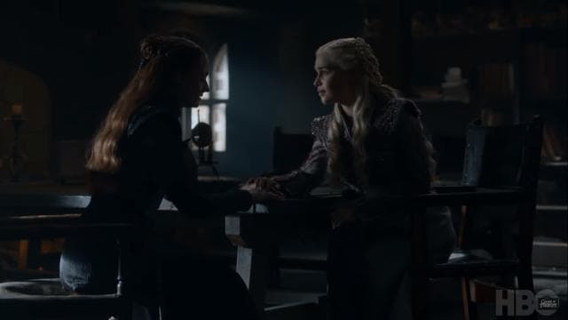 Daenerys and Sansa’s ‘ice-breaker’ session. (Game of Thrones/YouTube) Daenerys and Sansa’s ‘ice-breaker’ session. (Game of Thrones/YouTube)
