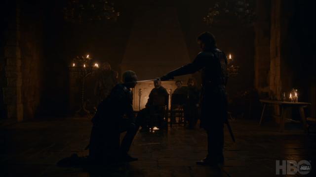 Lady Brienne becomes Ser Brienne, a knight of the seven kingdoms. (Game of Thrones/YouTube) Lady Brienne becomes Ser Brienne, a knight of the seven kingdoms. (Game of Thrones/YouTube)