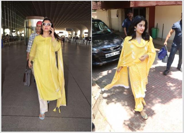 Kajol at airport and Janhvi outside her gym. (Varinder Chawla)
