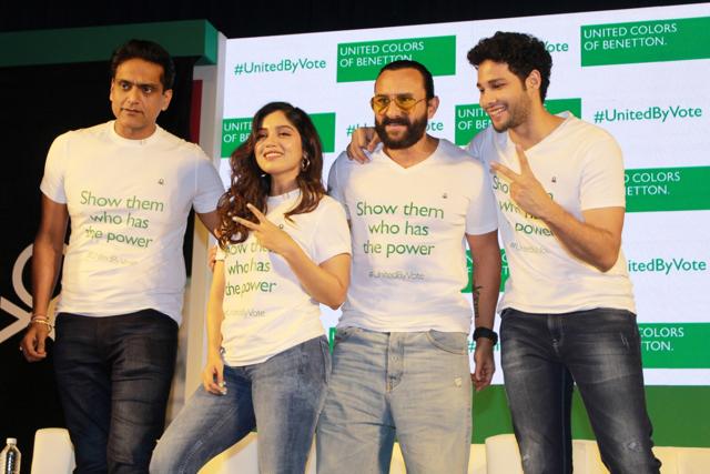 Mumbai: Actress Saif Ali Khan, Bhumi Pednekar and Siddhant Chaturvedi during a programme in Mumbai. (IANS) Mumbai: Actress Saif Ali Khan, Bhumi Pednekar and Siddhant Chaturvedi during a programme in Mumbai. (IANS)