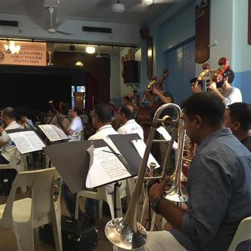 The band at rehearsal.