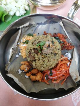 Perun soru is a dish of meat and rice similar to biryani