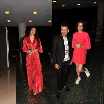 Tabu looked ravishing in a red gown as she arrived for the birthday party organised by Manoj’s wife. (Photo: Varinder Chawla) Tabu looked ravishing in a red gown as she arrived for the birthday party organised by Manoj’s wife. (Photo: Varinder Chawla)