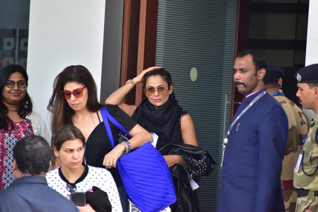 Amrita Arora at the airport. (Varinder Chawla) Amrita Arora at the airport. (Varinder Chawla)