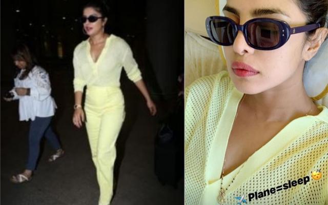 Priyanka Chopra at the Mumbai airport and the actor on her flight. Priyanka Chopra at the Mumbai airport and the actor on her flight.