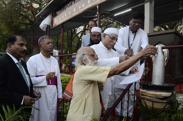 The meet was attended by various religious leaders. (Ravindra Joshi/HT PHOTO)