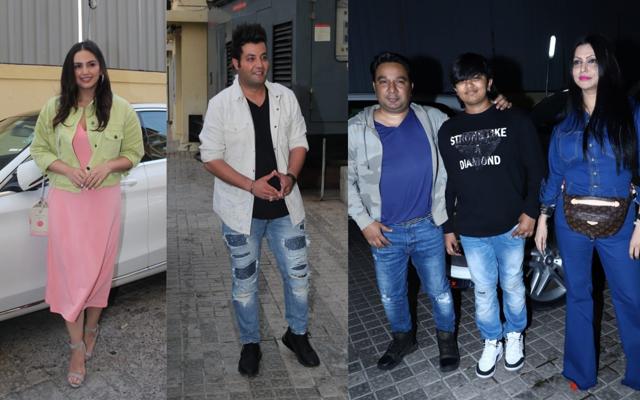 Huma Qureshi, Varun Sharma, Ahmed Khan with family at a theatre. (Varinder Chawla) Huma Qureshi, Varun Sharma, Ahmed Khan with family at a theatre. (Varinder Chawla)