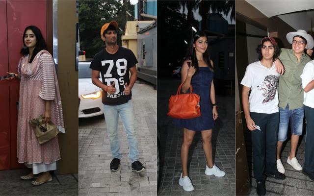 Janhvi Kapoor, Sushant Singh Rajput, Pooja Hegde and Malaika Arora’s son Arhaan at a theatre. (Varinder Chawla) Janhvi Kapoor, Sushant Singh Rajput, Pooja Hegde and Malaika Arora’s son Arhaan at a theatre. (Varinder Chawla)