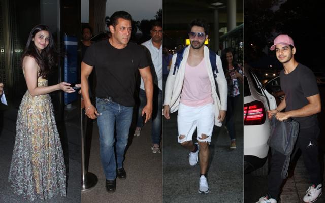 Daisy Shah, Salman Khan, Varun Dhawan, Ishaan Khatter at the airport. (Varinder Chawla) Daisy Shah, Salman Khan, Varun Dhawan, Ishaan Khatter at the airport. (Varinder Chawla)