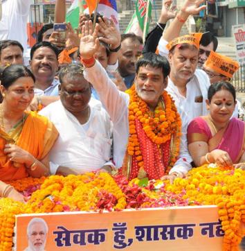 BJP leader RamKripal Yadav going to file his nomination from Patliputra Constituency, Thursday, April 25,2019. (AP Dube / HT Photo )