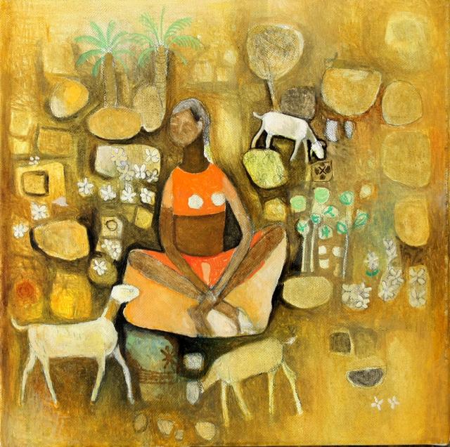An artwork by Mohan Naik on display at the exhibition.
