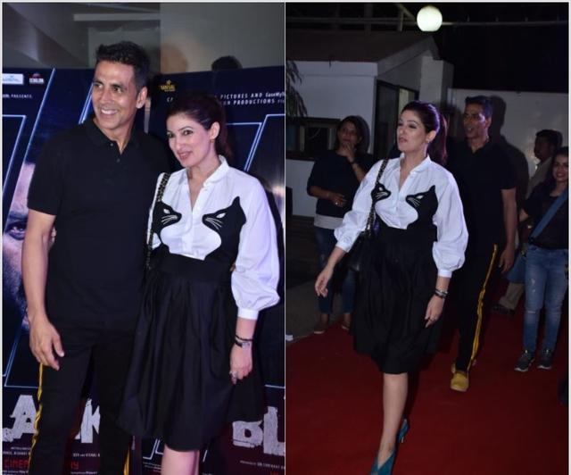 Akshay Kumar with Twinkle Khanna at the screening. (Varinder Chawla)