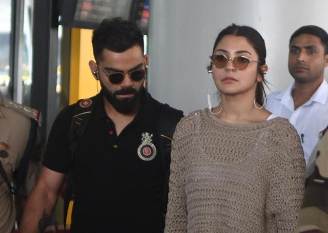 Virat Kohli with Anushka Sharma at Netaji Subhash Chandra Bose International Airport in Kolkata, on April 17. (IANS) Virat Kohli with Anushka Sharma at Netaji Subhash Chandra Bose International Airport in Kolkata, on April 17. (IANS)