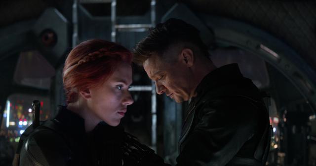 This image released by Disney shows Scarlett Johansson, left, and Jeremy Renner in a scene from "Avengers: Endgame." (Disney/Marvel Studios via AP) (AP) This image released by Disney shows Scarlett Johansson, left, and Jeremy Renner in a scene from "Avengers: Endgame." (Disney/Marvel Studios via AP) (AP)