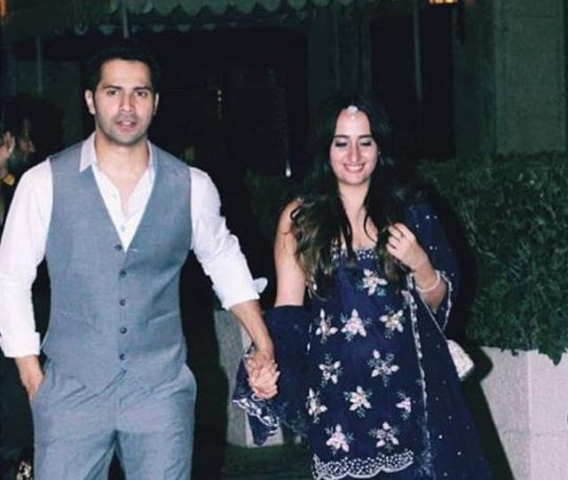 Varun Dhawan and Natasha Dalal at a friend’s wedding in Mumbai. (Varinder Chawla)