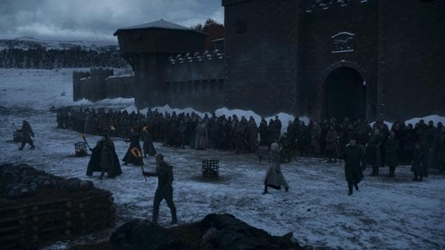 Winterfell holds a funeral for the fallen. (Courtesy of HBO) Winterfell holds a funeral for the fallen. (Courtesy of HBO)