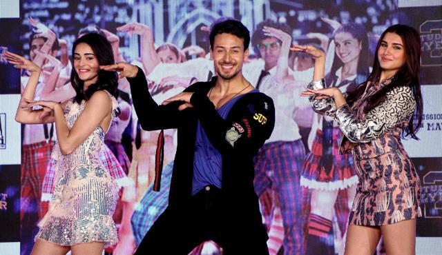 Ananya Panday, Tiger Shroff and Tara Sutaria Student of the Year 2 event in Mumbai on April 18, 2019. (AFP) Ananya Panday, Tiger Shroff and Tara Sutaria Student of the Year 2 event in Mumbai on April 18, 2019. (AFP)