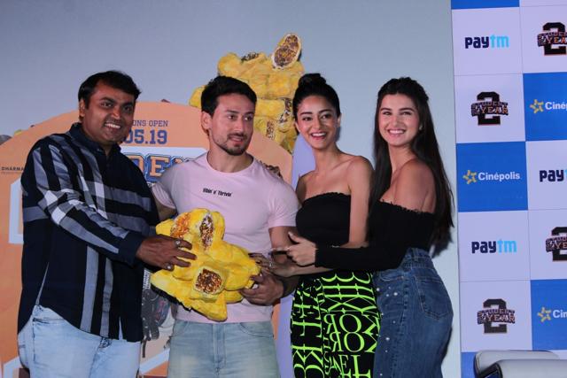 Ananya Pandey, Tiger Shroff and Tara Sutaria at the promotion of Student of the Year 2 in Mumbai, on May 3. (IANS) Ananya Pandey, Tiger Shroff and Tara Sutaria at the promotion of Student of the Year 2 in Mumbai, on May 3. (IANS)